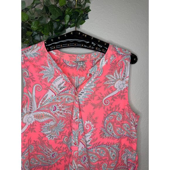 American Eagle Neon Paisley Sleeveless Button Down Top sz M - Picture 2 of 3